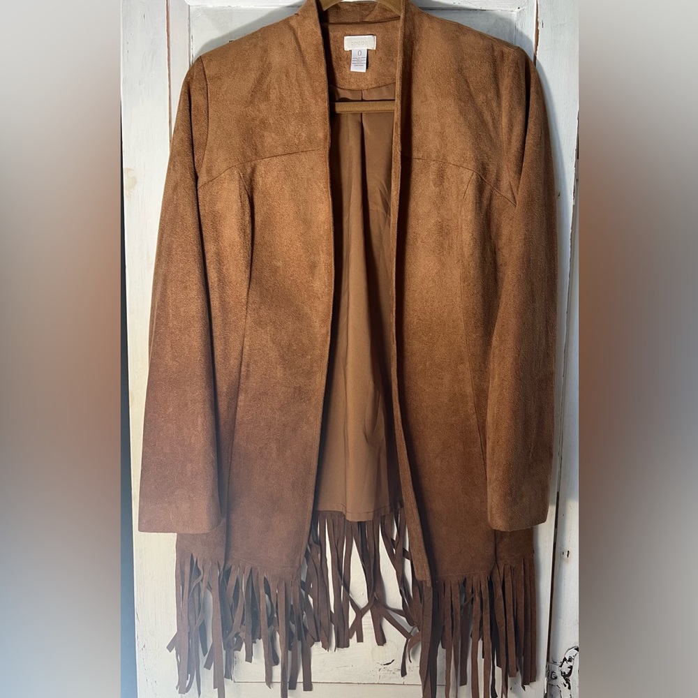 Chico’s Sueded Fringe Jacket